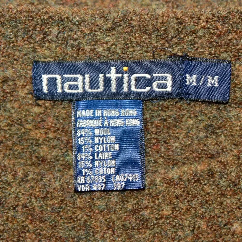 Nautica Fair Isle Y2K Cozy Wool Men's Brown Sweater Pullover Medium